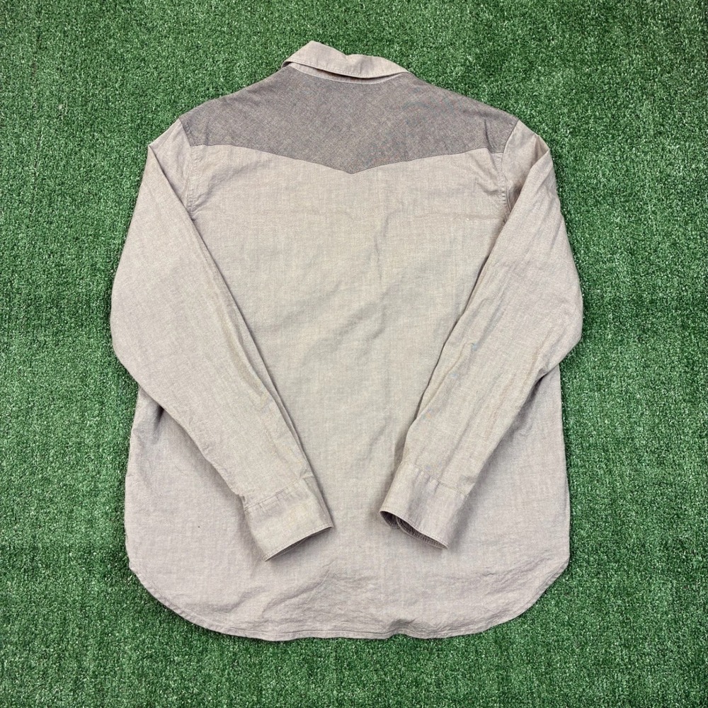 Vintage Lucky Brand Pearl Snap Western Shirt Grey Saturday Stretch Mens Large - Picture 6 of 6